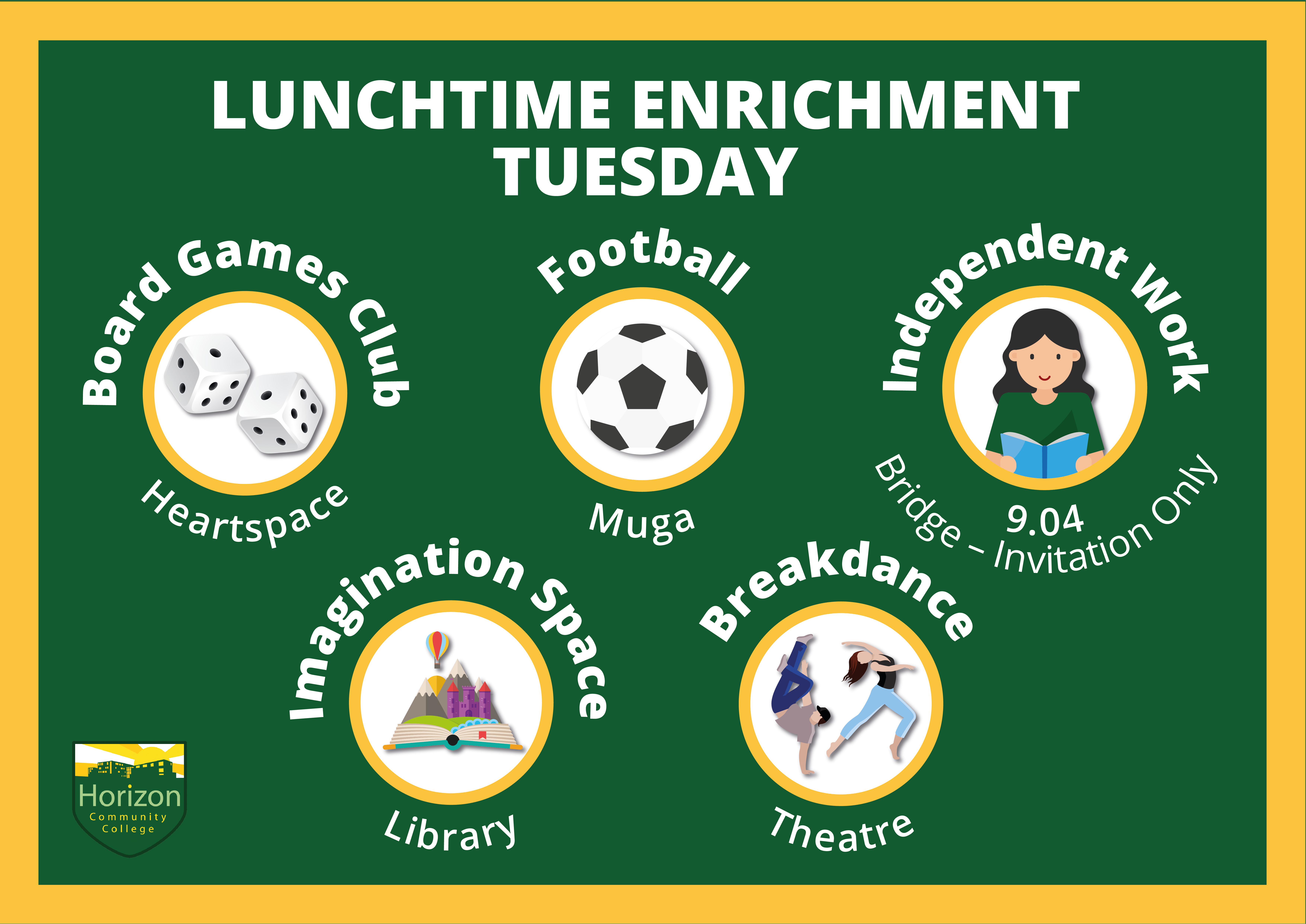 Lunchtime enrichment Tuesday