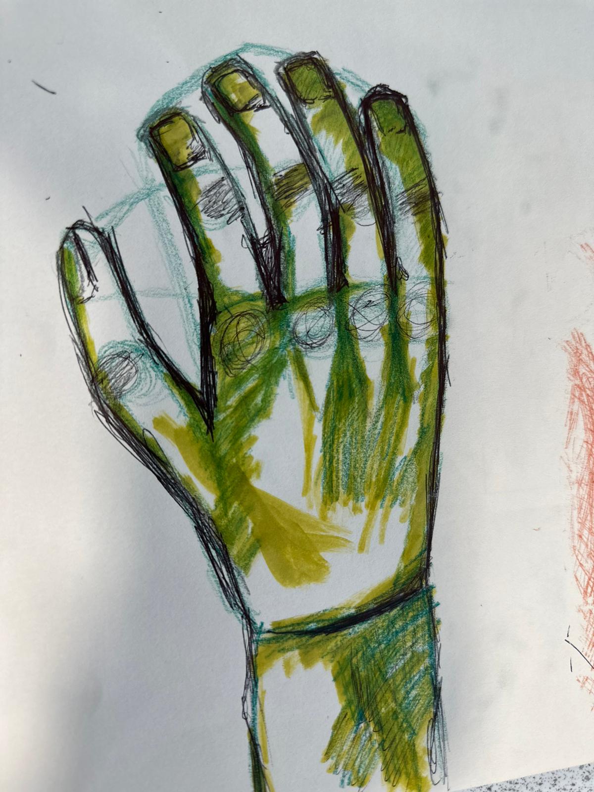 Y8 artists practising the difficult form of the hand