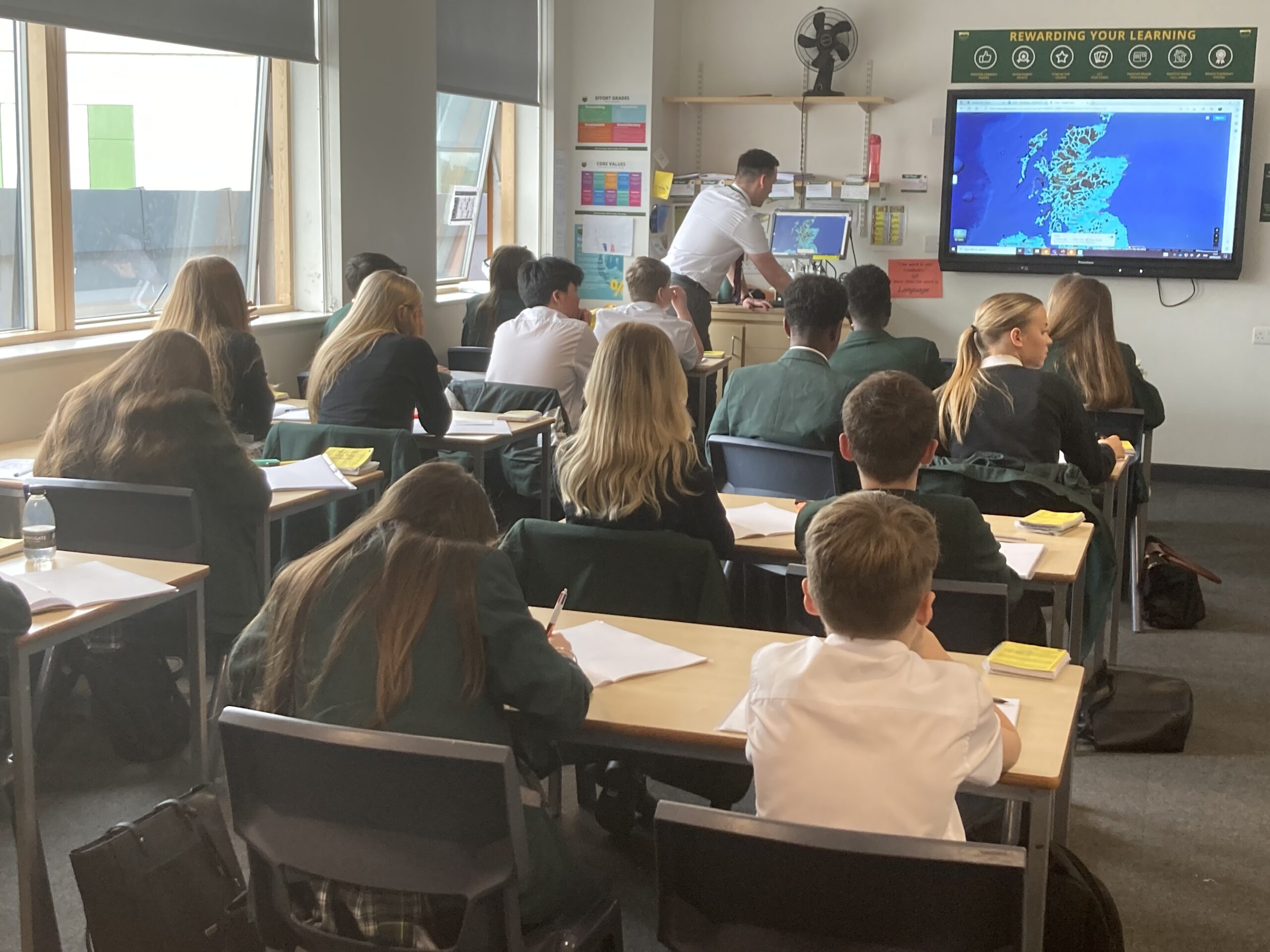Geography students exploring Scotland with Google Earth