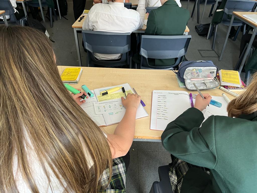 Students engaged in Spanish listening activities