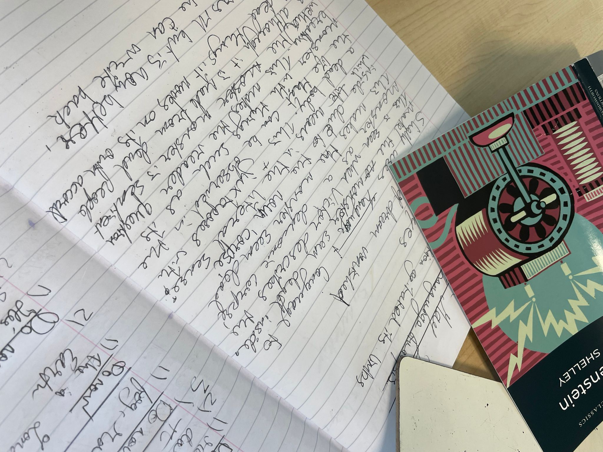 Y9 doing some brilliant language analysis with their Frankenstein hinge text in English
