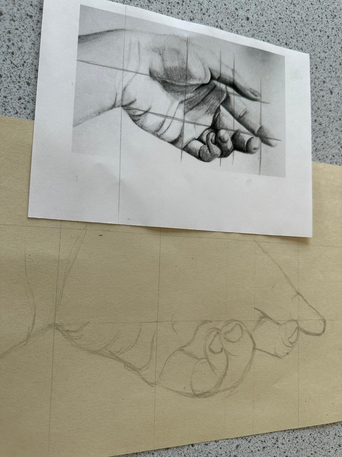 52. Use of guide lines to maintain correct proportions in Art