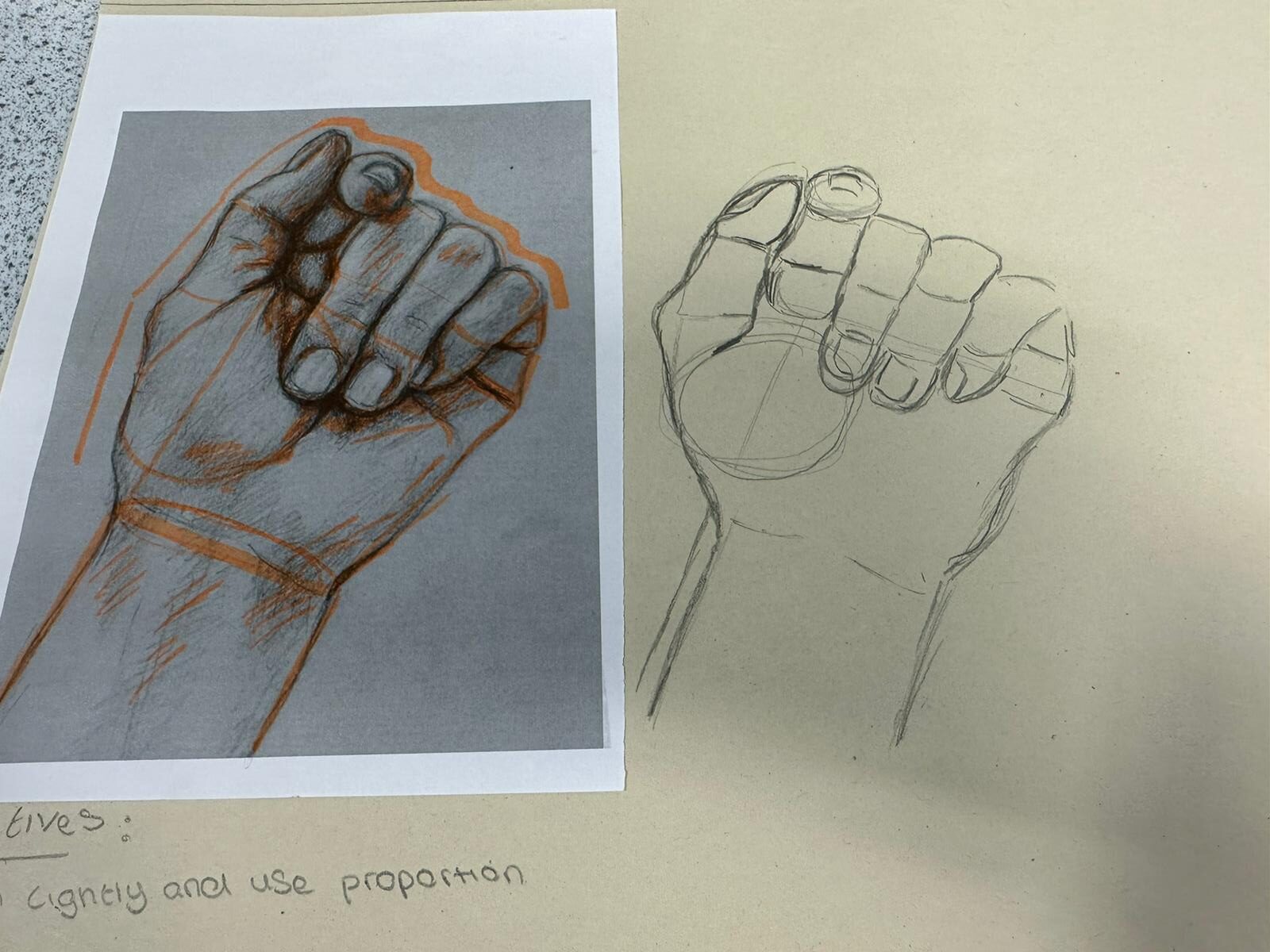 53. Use of guide lines to maintain correct proportions in Art